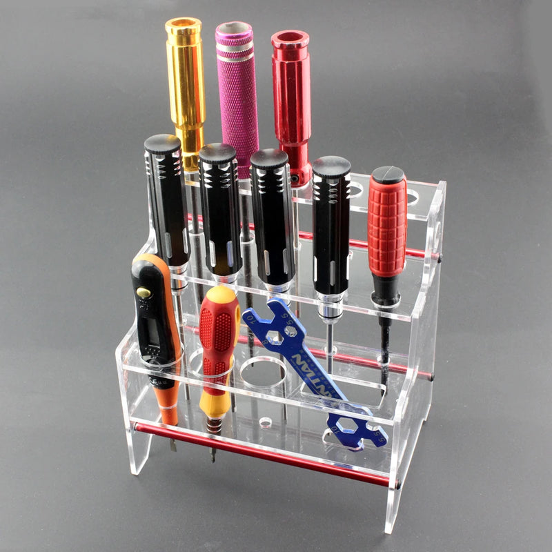 Multifunctional Screwdriver Tweezers Shelf Hex wrench Tool Kit Stand Holder 15 Holes RC FPV Tool Trapezoid Storage Rack 100 sets