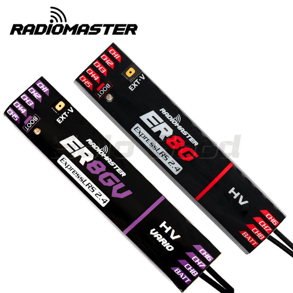 Radiomaster ER8G ER8GV 8CH PWM CRSF ExpressLRS Dual Antenna Receiver 2.4Ghz 100mw For Fixed-wing Aircraft