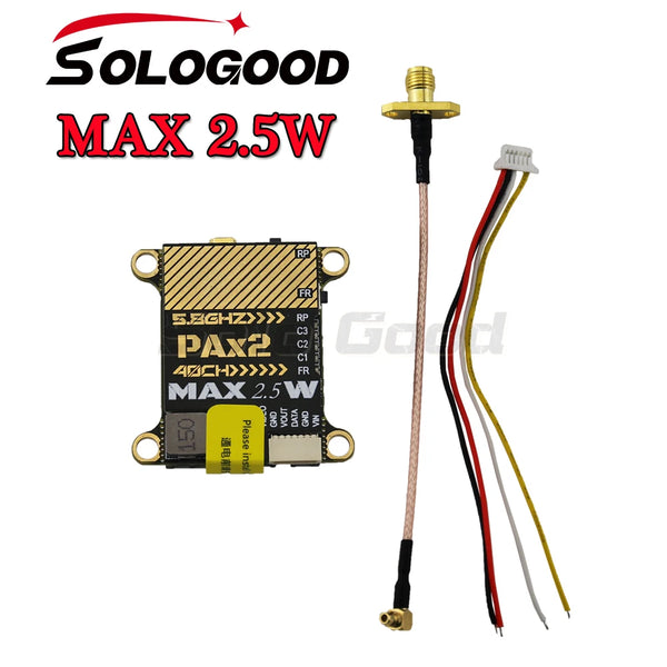 SoloGood 5.8G MAX 2.5W 40CH VTX   0-25-400-800-1500-2500mW NTSC/PAL  For RC FPV Freestyle Long Range Racing Drone