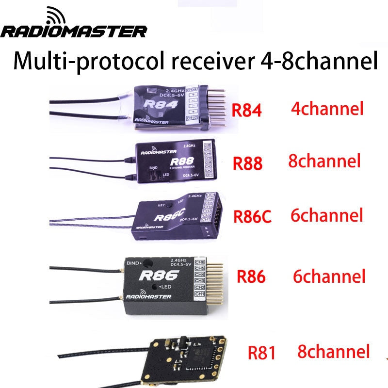 Radiomaster Multi-Protocol Receiver R81 R84 R86 R86C R88  4CH 6CH 8CH Receptor SBUS RSSI for FRSKY D8 D16 TX16S SE RC FPV Drones