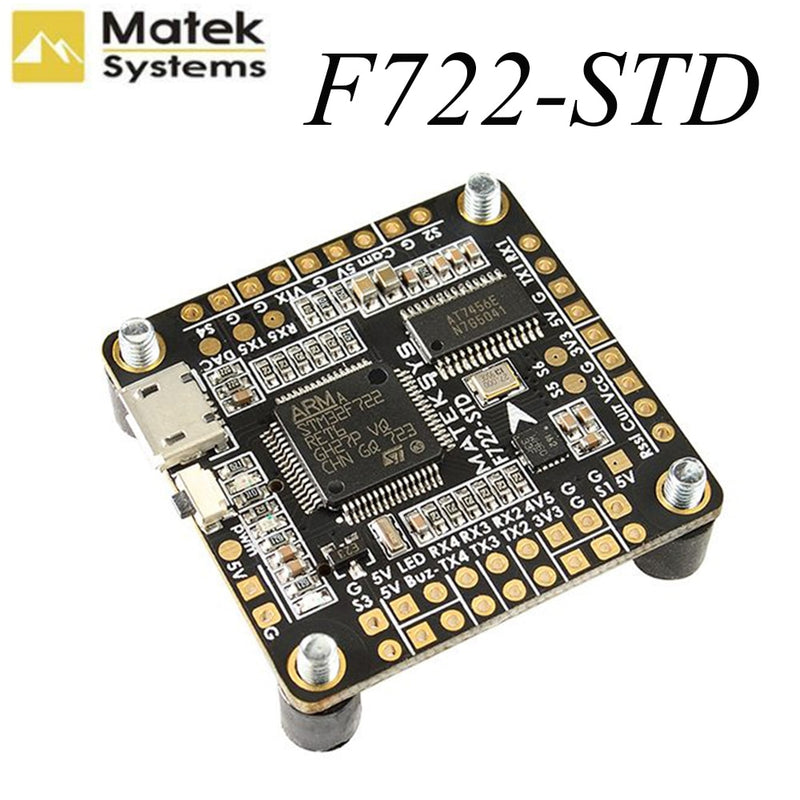 Matek Systems F722-STD F7 Flight Controller Features STM32F722RE, ICM20602, BMP280,BFOSD, Blackbox Micro SD Card Slot DShot ESC