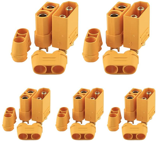 Amass 5 Pairs XT90 XT-90 Male Female Bullet Connectors Power Plugs for RC Lipo Battery Motor
