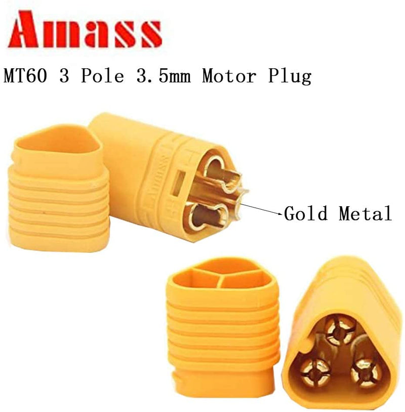 5Pairs Amass MT60 3.5mm ESC Motor Connector 3 Pole Male Female for RC Quad Car Battery Charger