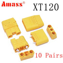 10 pair Amass XT120 60A Large Current Lipo Battery Connector Male Female Sheathed Plug with Signal Pin for RC UAV FPV Drone