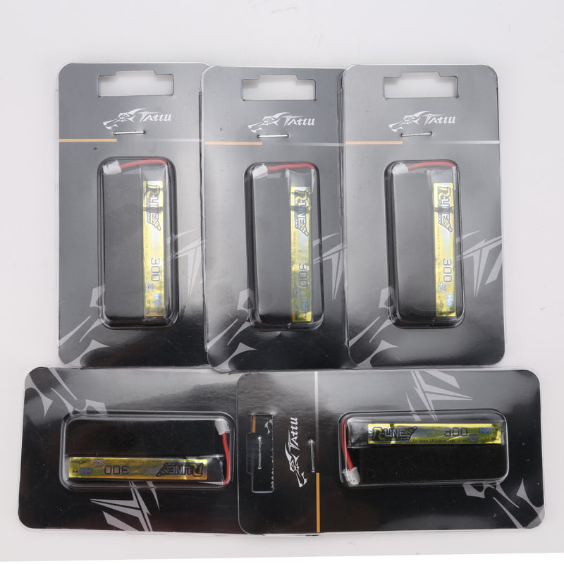 10pcs TATTU Lipo Battery 300mAh 3.8V 75C 1S with PH2.0 Plug Connector and 51005 to PH2.0 Plug for RC FPV Racing Drone Quadcopter