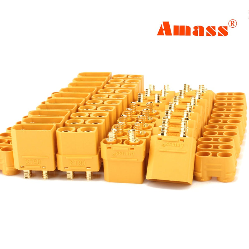 Amass 10 Pair XT90 Bullet Connectors Male Female Power Plugs Power RC LV Lipo Battery Motor