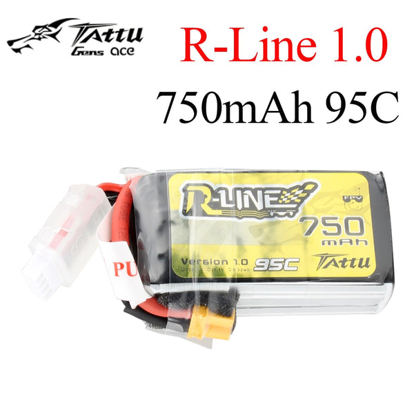 Tattu R-Line 1.0 LiPo 750mah 11.1V 14.8V 95C  3S 4S1P  Lipo Battery Pack With XT30 Plug for RC FPV Racing Drone Quadcopter