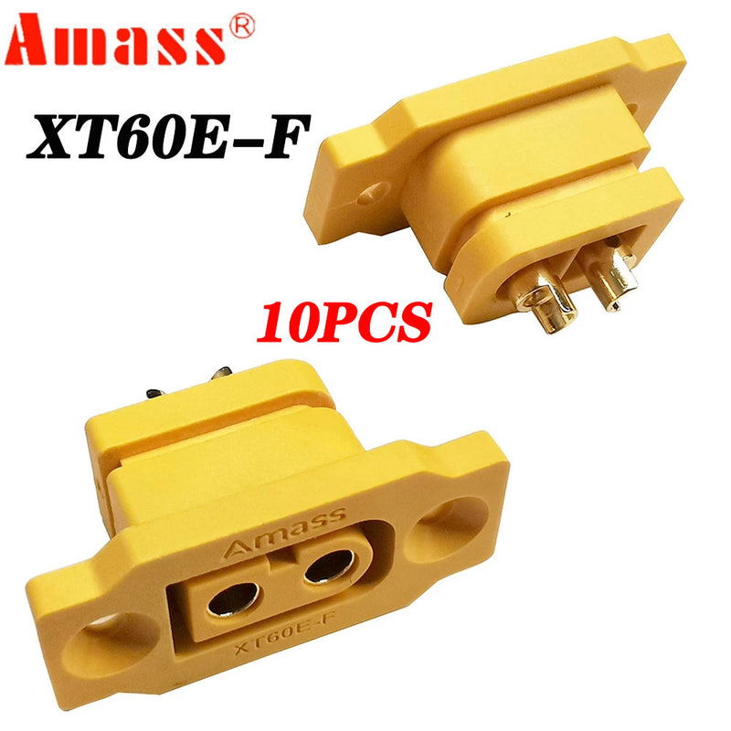 10pcs Amass XT60E-F Female Plug Large Current Gold/Brass Ni Plated Connector Power Battery Connecting Adapter for DIY RC Model