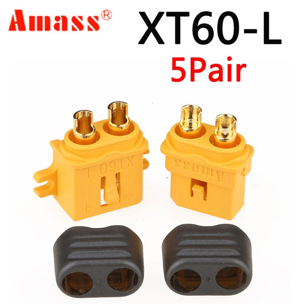 5Pair Amass XT60-L  XT60L Bullet Connectors Plug With Lock Protective Sleeve For RC Lipo Battery Car Truck Airplane Drone Toy