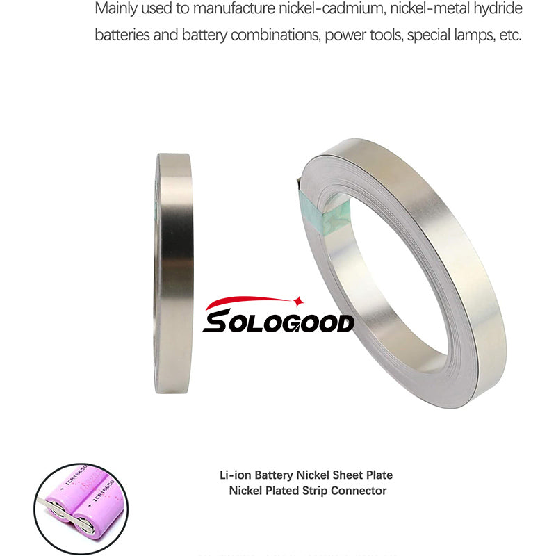 SoloGood Nickel Strip 10m 0.15x8mm Nickel Tap for 18650 Cell Battery Pack Spot Welding 1Roll