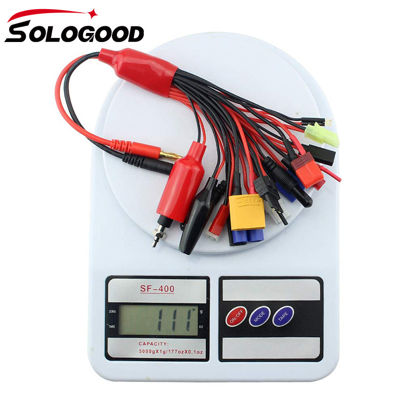 SoloGood 19 in1 RC Lipo Battery Charger Adapter Convert Cable 4mm Banana Plug to Traxxa JST FUTABAS/T-Plug XT90 EC3 EC5 Hxt TAMIYAS