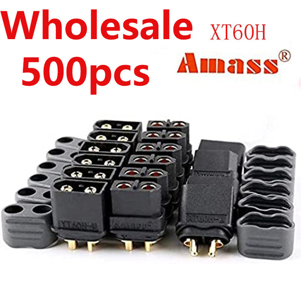 Wholesale 500pcs AMASS XT60H (XT60 Upgrade) Male Female Bullet Nickel-plated Connectors Power Plugs with Sheath